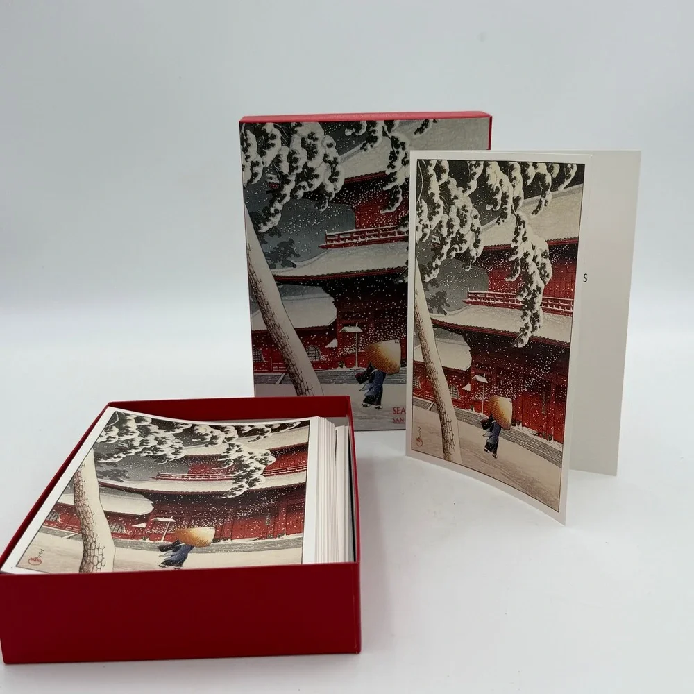 San Diego Museum of Art Japanese Woodblock Snow Scene Holiday Cards 20ct Boxed